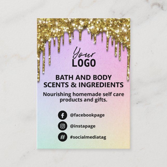 Logo des Glam Gold Glitzer Rainbow Wellness-Center Visitenkarte (Vorderseite)