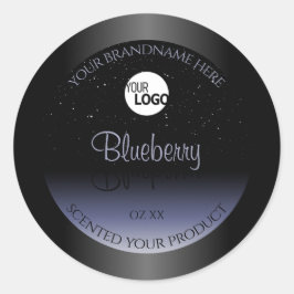 Logo des Glitzer "Black Blue Gradient Product Labe Runder Aufkleber
