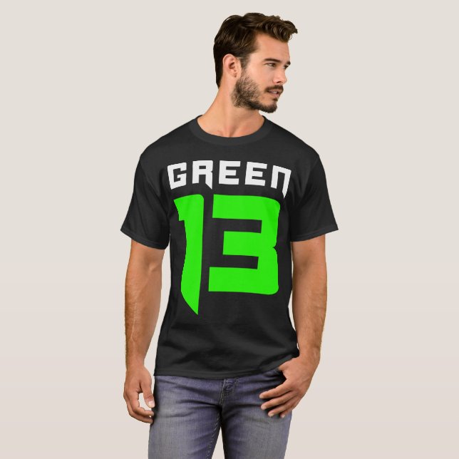 Logo des Grün-13 (Schwarzes) T-Shirt (Vorne ganz)