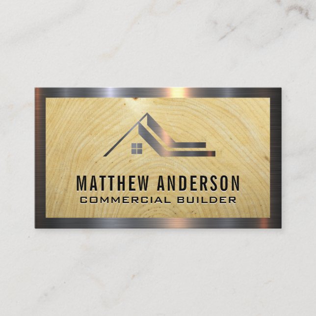 Logo des Hauses | Business Card für Holzmetall Visitenkarte (Vorderseite)