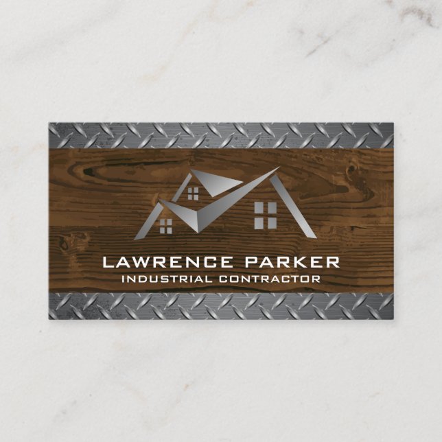 Logo des Hauses | Konstruktion | Holz | Steel Visitenkarte (Vorderseite)
