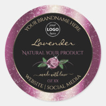 Logo des lila Glitzer Schwarze Blumenprodukte