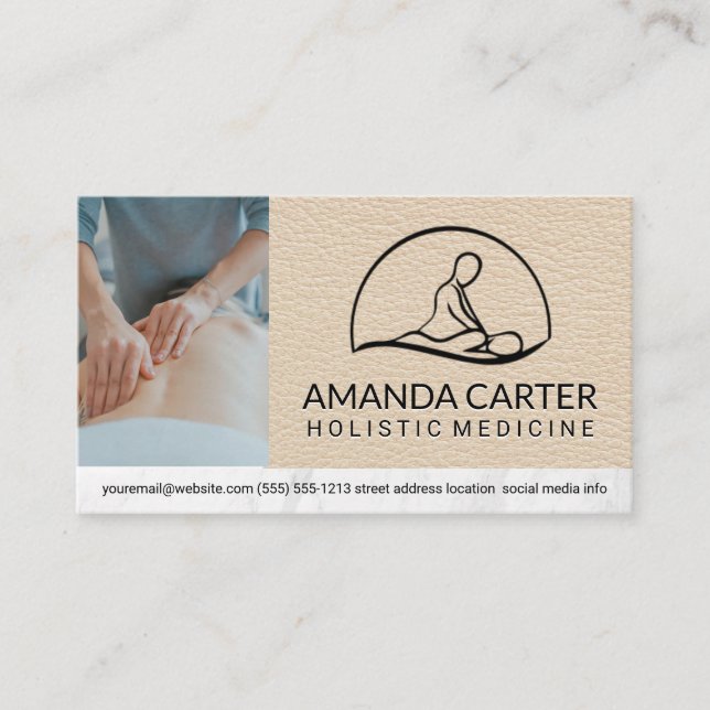 Logo des Massagetherapeuten | Blumen Icon Business Visitenkarte (Vorderseite)
