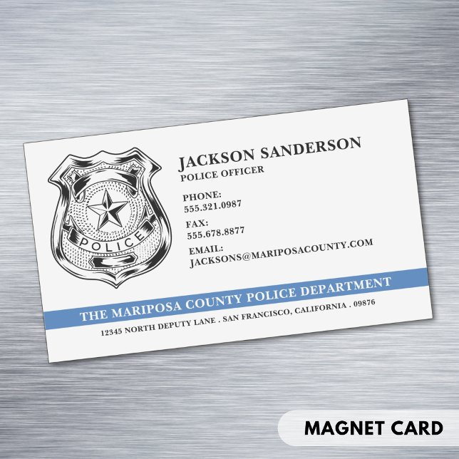 Logo des Polizeichefs der Abteilung Rechtsdurchset Magnetische Visitenkarte (Police Officer Department Law Enforcement Logo Business Card Magnet)