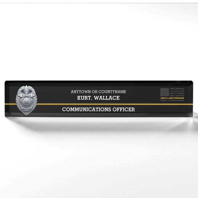 Logo des Polizeidirektors der Thin-Gold-Line Namensplakette (Vorderseite)