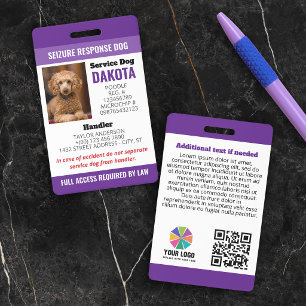 Logo des Purple Seizure Response Hundes mit QR-Cod Ausweis