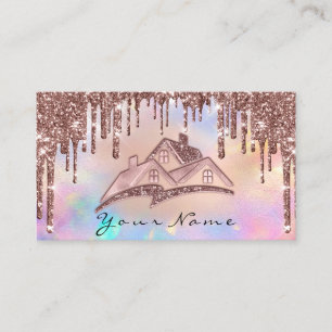 Logo des Real Anwesen House Agent Tropfens Glitzer Visitenkarte