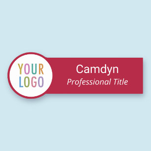 Logo des Red Circle Shape Name Tag Custom Company Namensschild