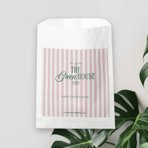 Logo des Retro Pink Stripe Green Bakery Cafés Geschenktütchen