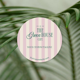 Logo des Retro Pink Stripe Green Bakery Cafés Runder Aufkleber
