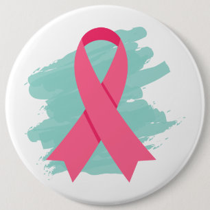 Logo des rosa Bands zur Brustkrebsaufklärung Button