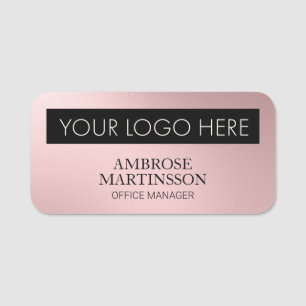Logo des rosa Firmenbediensteten Name des Mitarbei Namensschild