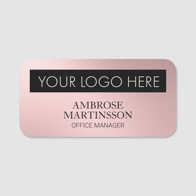 Logo des rosa Firmenbediensteten Name des Mitarbei Namensschild (Vorderseite)