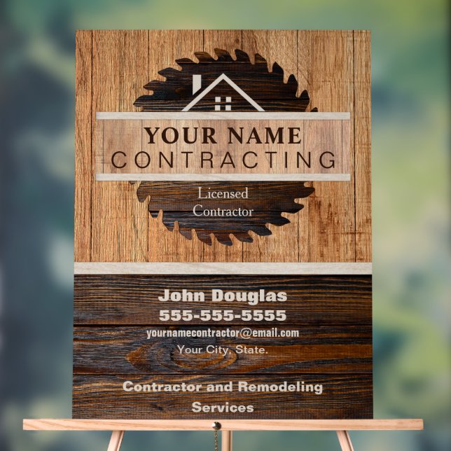 Logo des Rustic Wood Tone Contractor Acrylschild (Neutral)