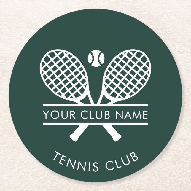 Logo des Tennisklubteams für "Green Custom" Runder Pappuntersetzer (Vorderseite)