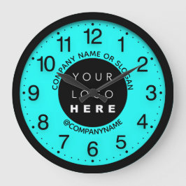 Logo des Unternehmens Abstrakt Aqua Water WELLNESS Große Wanduhr