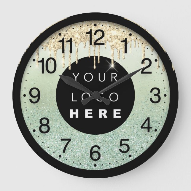 Logo des Unternehmens Glitzer Metalic Blush Tropfe Große Wanduhr (Vorderseite)