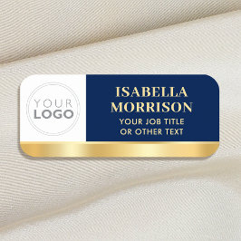 Logo des Unternehmens "Mitarbeiter-ID" Navy Gold B Namensschild