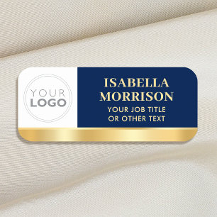 Logo des Unternehmens "Mitarbeiter-ID" Navy Gold B Namensschild