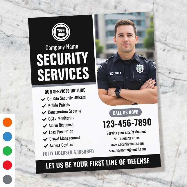 Logo des Unternehmens Security Guard Services Grau Flyer (Von Creator hochgeladen)