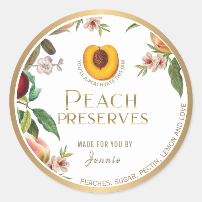 Logo Design Elegante Peach behält Label bei Runder Aufkleber (Vorderseite)