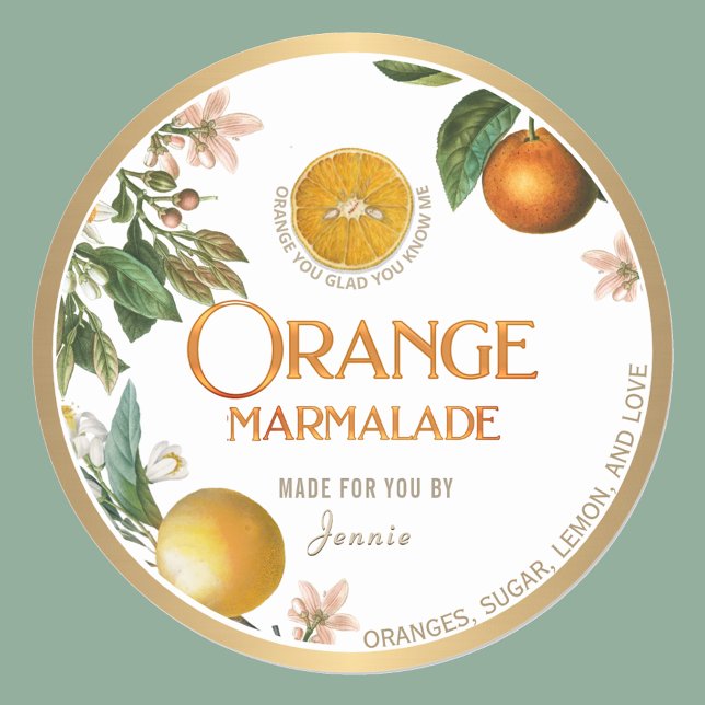 Logo Design Elegantes Orange-Marmalade-Label Runder Aufkleber (Von Creator hochgeladen)