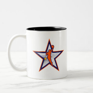 Logo-Design für Frauen in Basketball-Star-Silhouet Zweifarbige Tasse