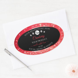 Logo-Diamanten für Produkte in Schwarz und Rot Gli Ovaler Aufkleber