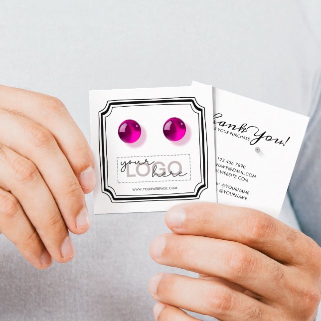 Logo Doodle Boucles d'oreilles Carré Carte 01 Pack (Créateur téléchargé)