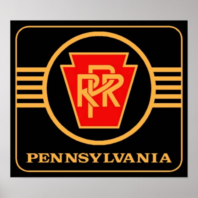 Logo du chemin de fer de Pennsylvanie, affiche noi (Devant)