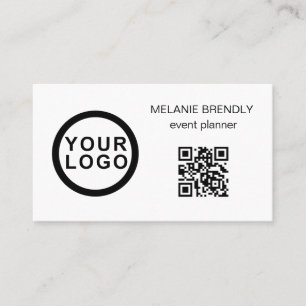 Logo du code QR Carte de visite blanc minimaliste 