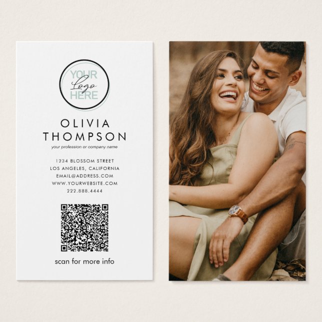 Logo du code QR personnalisé Cartes de visite phot (Devant & derrière)