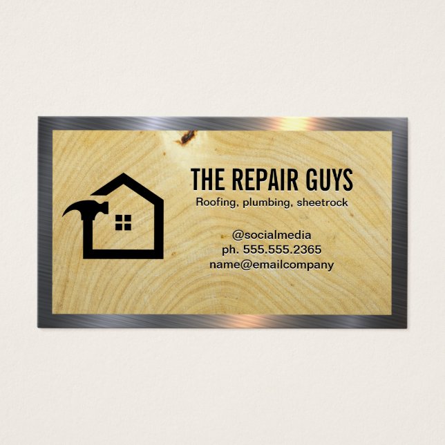 Logo du marteau | Grain de bois | Métal (Devant)