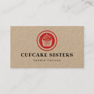 Logo du timbre Cupcake carte de visite rustique kr