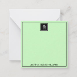 Logo Dünne Grenze Personalisiert hellgrün Elegant Mitteilungskarte