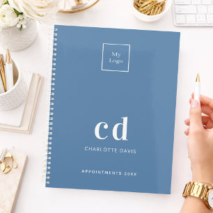Logo-Dusty Blue Monogram Initials Business 2026 Planer