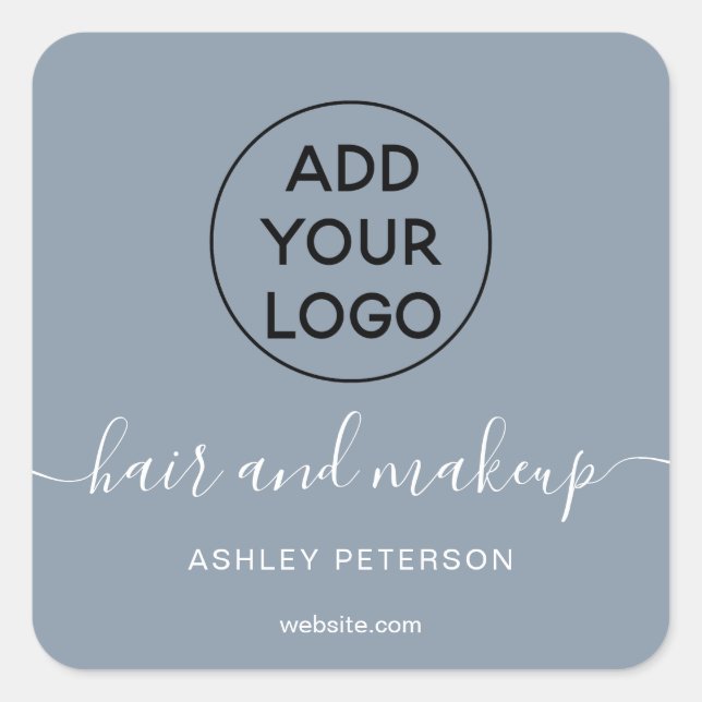 Logo dusty blue simple typography haeup quadratischer aufkleber (Vorderseite)