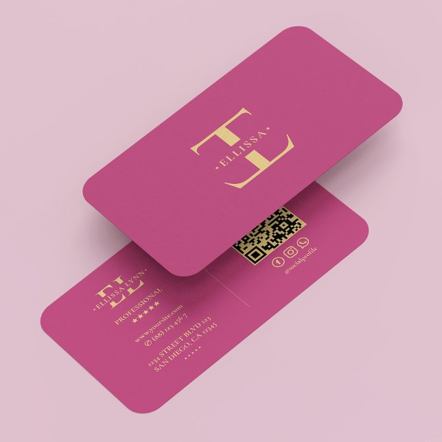 Logo E Monogram Modern Pink Gold Elegant Visitenkarte (Logo E Monogram Modern Pink Gold Elegant Business Card
)