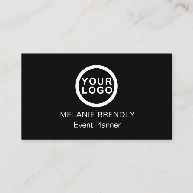 Logo Einfach Minimalistische Schwarze Visitenkarte (Vorderseite)