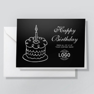 Logo Einfach Weiß Schwarz Kuchen Geschäft Geburtst Karte