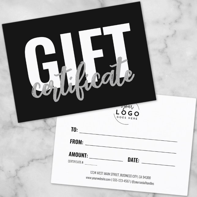 Logo Einfaches Skriptgeschenkzertifikat Visitenkarte (Logo Simple Script Business Gift Certificate)