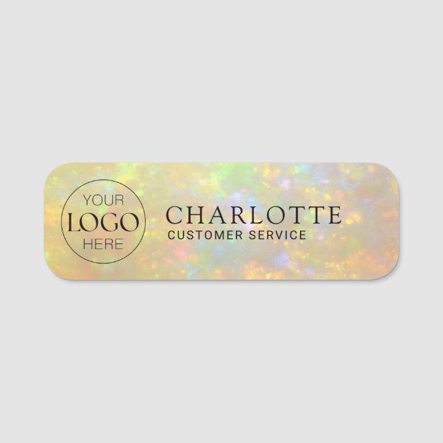 Logo | Elegant Opal Stone Texture Employee/ Staff Namensschild (Vorderseite)