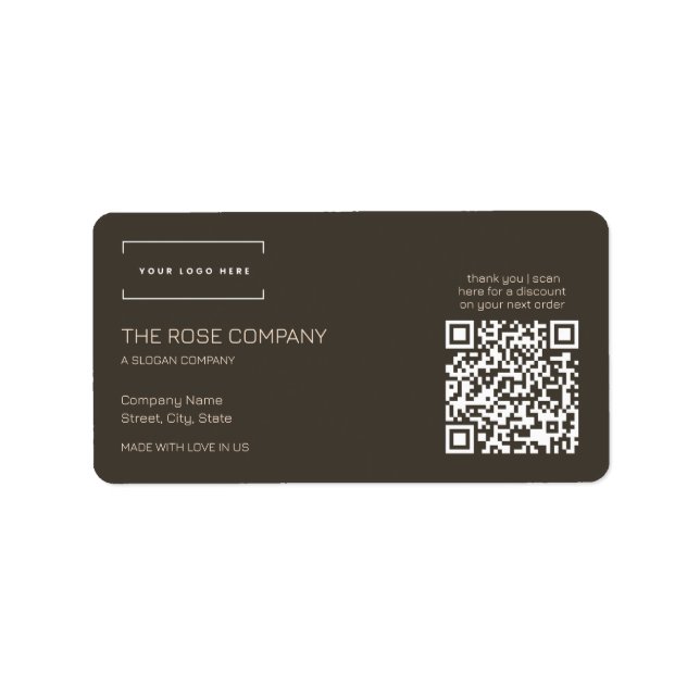 Logo Elegant Vielen Dank QR-Code Adressaufkleber (Vorne)
