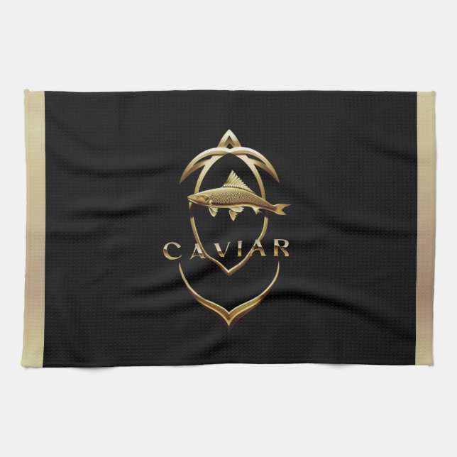 Logo en caviar or / Serviettes de cuisine (Horizontal)