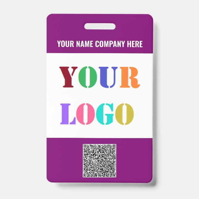 Logo et QR Code Info Texte Modèle de badge commerc (Avant)