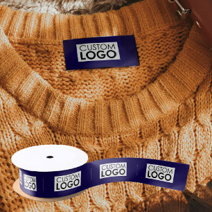 Logo-Etiketten Kleidungs-Tags Handmade Blau Aufnäh Satinband