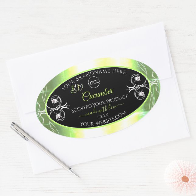 Logo Étiquette Bijoux en noir vert clair (Enveloppe)