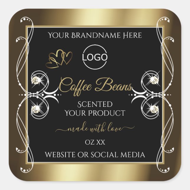 Logo Étiquette de bijoux de luxe Black and Gold (Devant)