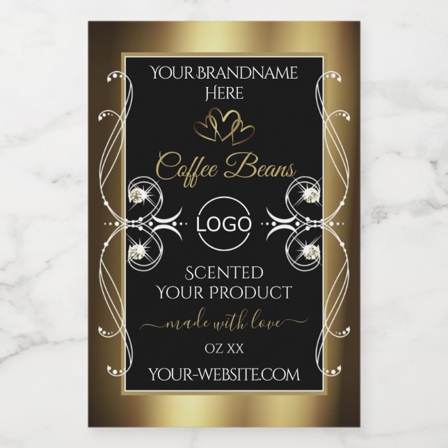 Logo Étiquette de bijoux de luxe Black and Gold (Étiquettes simples)