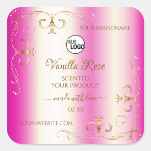 Logo Étiquette de luxe Girly Pink Gold Ornate